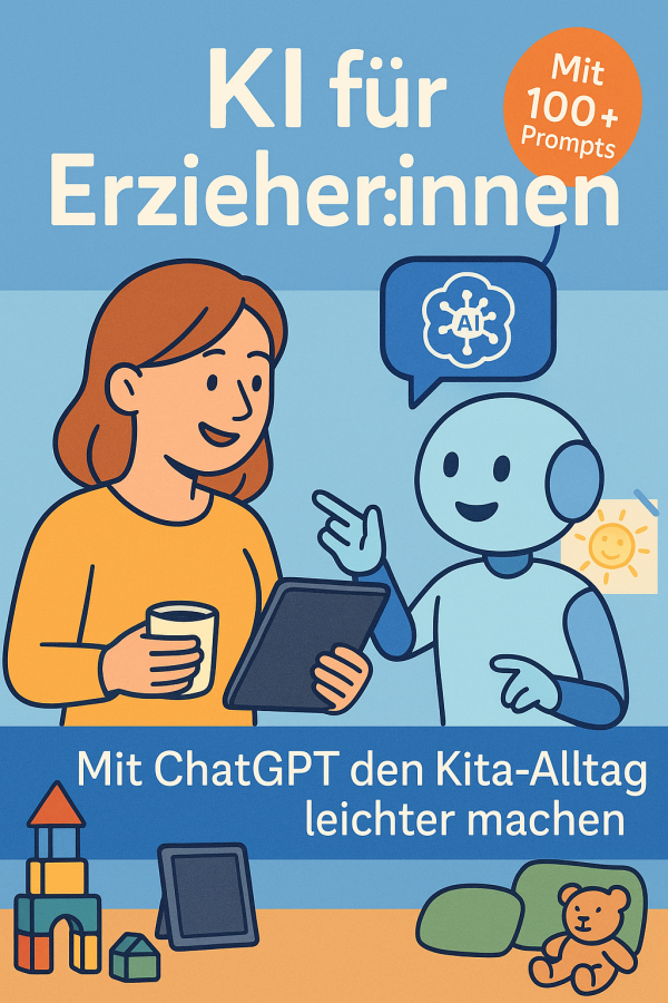 Buchcover: KI für Erzieher:innen – Mit ChatGPT den Kita-Alltag leichter machen, mit 100+ Prompts